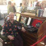 Susan da Costa at Humph's desk at the opening of the Jazz Centre in Southend on the 20th October 2019